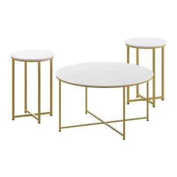 Flash Furniture Hampstead Collection Coffee and End Table Set - Laminate Top with Crisscross Frame, 3 Piece Occasional Table Set