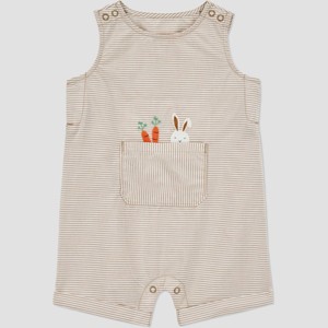 Carter's Just One You®️ Baby Boys' Striped Bunny Romper - Brown - 1 of 3