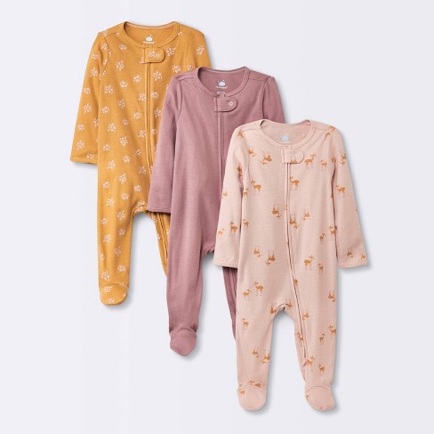 Baby Girls 3pk Deer Sleep N Play Cloud Island Yellow Target
