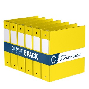 Premium Economy 2" Round Ring Binder 6pk Yellow: Davis Group, Polypropylene, 400 Sheet Capacity, Hard Cover, 2 Pockets - 1 of 4