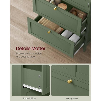 Forest Green MDF Freestanding Storage Cabinet with 2 Drawers and 2 Doors