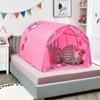 Infans Kids Dream Bed Tent, Portable Baby Playhouse Privacy Space Twin w/Double Net Curtain, Inner Pocket & Carrying Bag, Children Play Tent, Pink - 2 of 4