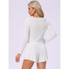 INSPIRE CHIC Women's Long Sleeve Button Shirts with Shorts 2 Pcs Pajamas Set - 4 of 4