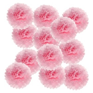 Unique Bargains Birthday Bachelorette Wedding Party Paper Pom Poms Flower Ball Kit 12 Pcs - 1 of 4