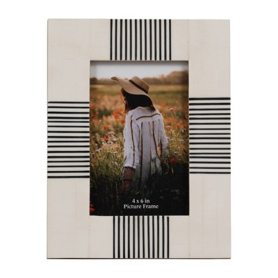 Modern Wooden Picture Frame - Black & White Resin Design - Decorative Home & Office Decor - Freestanding or Wall Mount - 9" Black & White