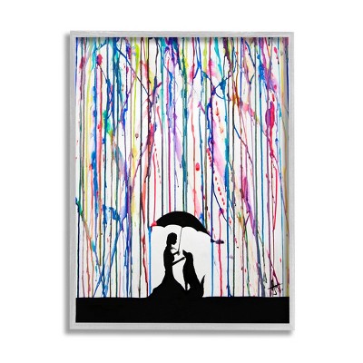 Stupell Industries Modern Vivid Drip Silhouette Couple Framed Giclee Art