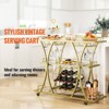 VEVOR Bar Cart Gold, 3 Tiers Home Bar Serving Cart on Lockable Wheels, Rolling Alcohol Cart with Tempered Glass Shelves Guardrail Wine Rack - 3 of 4