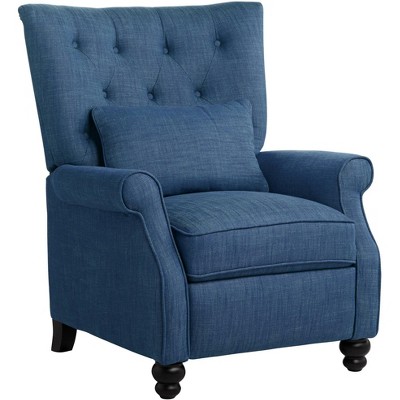 Studio 55D Bryce Denim Blue Linen Push Back Recliner Chair