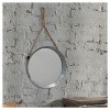 11.9" Suspended Round Galvanized Metal Wall Mirror with Rope Hanging Loop Brown/Silver - Stonebriar Collection - image 2 of 4