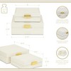 Cheung's Lithos Vintage Square Style Set of 2 Boxes with Stitched Accents & Gold Handles - White - 2 of 4