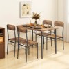 Costway 5 PCS Industrial Kitchen Dining Room Furniture with Wood Rectangular Table 4 Chairs - 2 of 4
