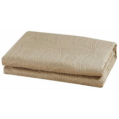 Beige Reversible Microfiber Queen Bedspread Set
