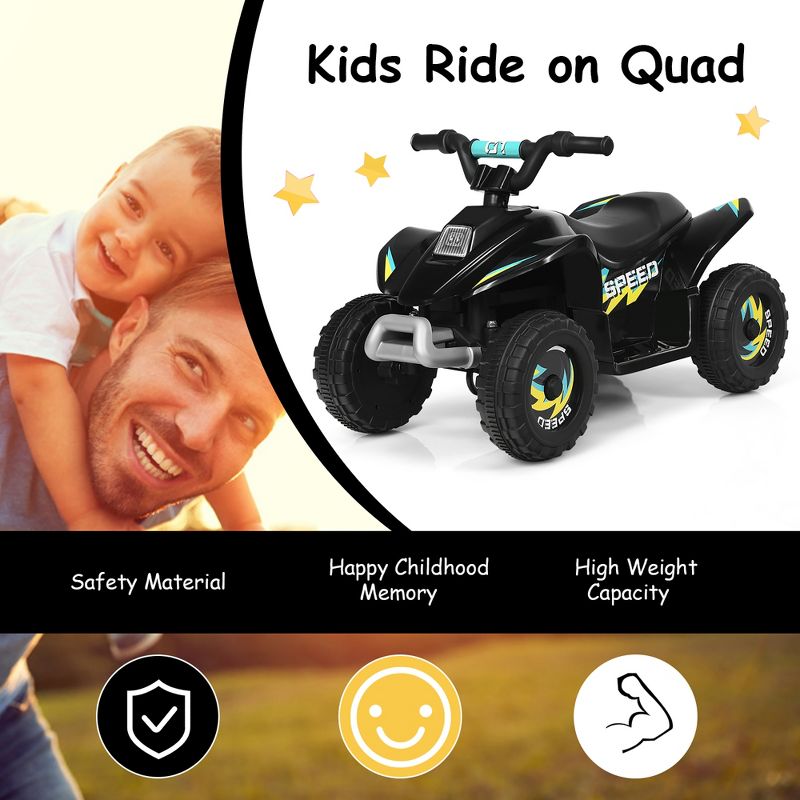 Costway 6V Kids Electric Quad ATV 4 Wheels Ride On Toy Toddlers Forward&Reverse White\Black\Blue\Red, 4 of 10