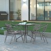 Emma and Oliver 31.5'' Round Glass Top Metal Table with 4 Aluminum Slat Stack Chairs - 2 of 4