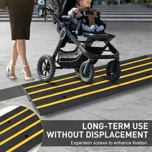 Rubber Curb Ramp, Rise Height Sidewalk Curb Ramp,Driveway Ramp or Forklifts, Trucks, Buses, Cars, Wheelchairs, Bikes - 1 of 4