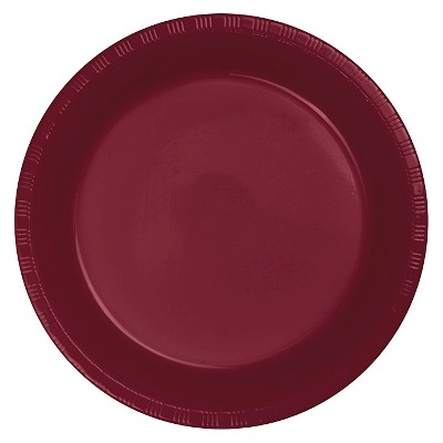 Burgundy Red 9" Plastic Plates - 20ct