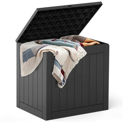 Maggift Deck Box, 30 GAL Outdoor Storage Box, Patio Gardening Tools, Water and UV Resistant for Patio, Garden, Lawn, Black, 22.1"*17.1"*20.9"