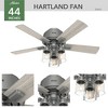 Hunter Fans 44" Matte Silver Hartland Lighted Ceiling Fan with Integrated LED and 5 Light Gray Oak Blades - 3 of 4