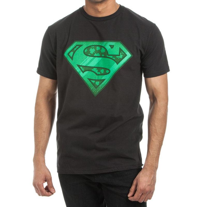 Superman Kryptonite Green S Symbol Men's Black T-Shirt Tee Shirt, 1 of 3