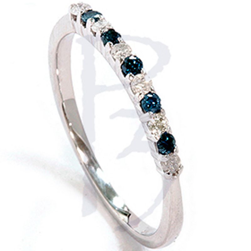 Pompeii3 1/4ct Blue & White Diamond Anniversary Ring 14K White Gold, 2 of 6