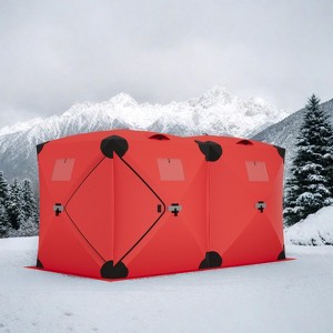 140"x70.8"x79" Insulated Pop Up Ice Fishing Tent - Portable Hub-Style Shelter for 1-8 Persons, Windproof & Warm, Available in Multiple color - 1 of 4