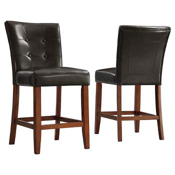 Set of 2 24" Alexandra Button Tufted Counter Height Barstool Dark Brown - Inspire Q