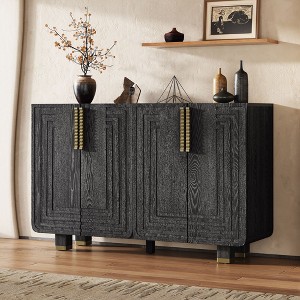 Okak 4-Door Buffet Cabinet with Arc Handles, Wood Storage Sideboard Adjustable Shelves for Dining & Living Room - 1 of 4