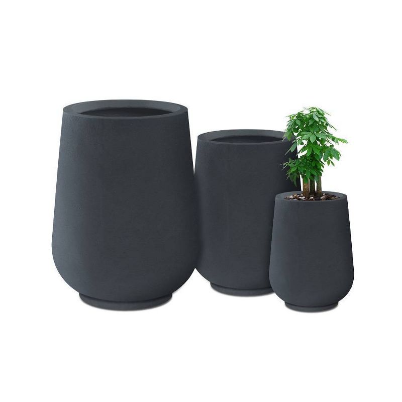 Rosemead Home &#38; Garden 3pc Concrete Outdoor Planter Pots Black, 1 of 8