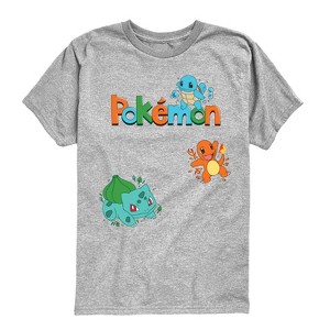 Boys' - Pokémon - Gen 1 Bulbasaur, Charmander, Squirtle   White Or Cream Only Short Sleeve Graphic T-Shirt - 1 of 4