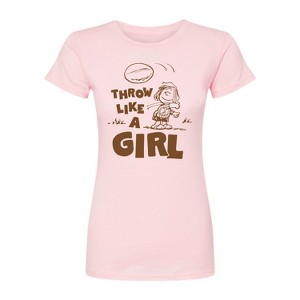 Women's - Peanuts - Throw Like A Girl Fitted Graphic T-Shirt - 1 of 2