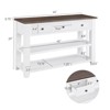 FONTOI Rectangle Coffee Table with Two Open Shelves, Console Table with 3 Drawers for Living Room Bedroom Office, Brown&White, 13.75"*29"*44" - 3 of 4