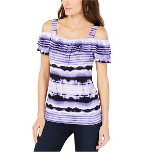 I.N.C International Concepts Womens Cold Off the Shoulder Blouse, Purple, Small - 1 of 1