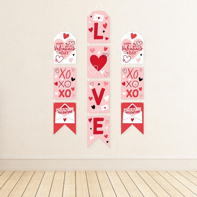 Big Dot of Happiness Happy Valentine's Day - Hanging Vertical Paper Door Banners - Valentine Hearts Party Wall Decoration Kit - Indoor Door Decor, 3 of 8