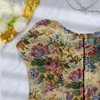 Garvee Womens Embroidered Floral Bustier Strapless Boned Overbust Corset Top Harajuku PrintedTank Tops Floral Bustier Sleeveless Crop Top - 4 of 4