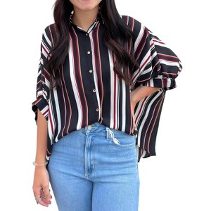 Women's STRIPE BUTTON DOWN TOP - eesome - 1 of 1