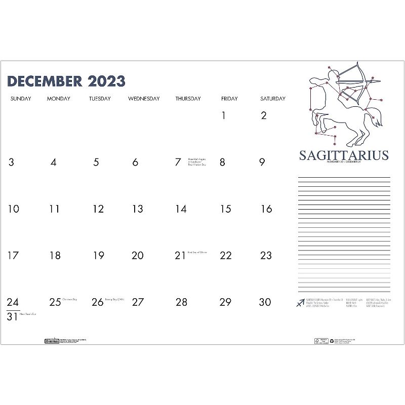 2024 House of Doolittle Zodiac 18.5" x 13" Monthly Desk Pad Calendar White/Black (1676-24), 5 of 8