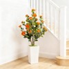 4FT Artificial Camellia Tree, Large Camellia Tree In White Pot, Blooming Florals Plant with Adjustable Twig Fake Potted Flowers Plant for Home Garden - 3 of 4