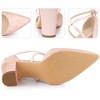 Perphy Women's Pointed Toe Criss Cross Straps Chunky Heel Lace Pumps - 4 of 4