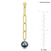 EVERLY JEWELRY |18k Yellow Gold Plated Sterling Silver 9-10mm Dyed Grey Cultured Freshwater Pearl Oval Link Earrings - 2 of 4