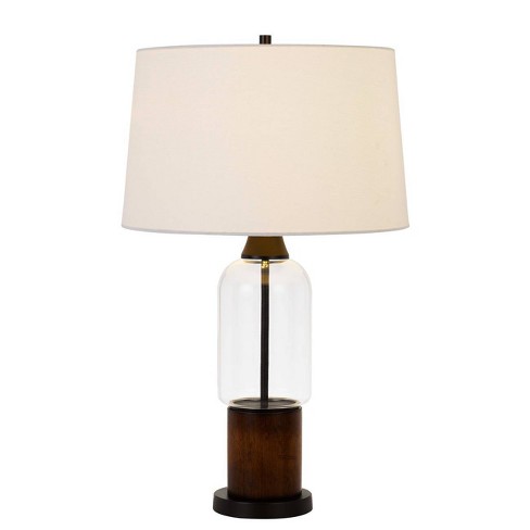 31 Pine Wood Glass Bron Table Lamp, Threshold Seeded Glass Table Lamp