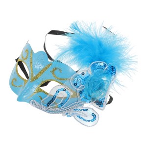 Unique Bargains Dancing Queen Feather Half Face Party Mask 1 Pc - 1 of 4