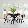 Mid-Century 5 Pcs Dining Set for 4 Round Dining Table with Crossed Metal Legs,Upholstered Boucle Chairs for Kitchen and Dining Room - Tanpinhause - 3 of 4