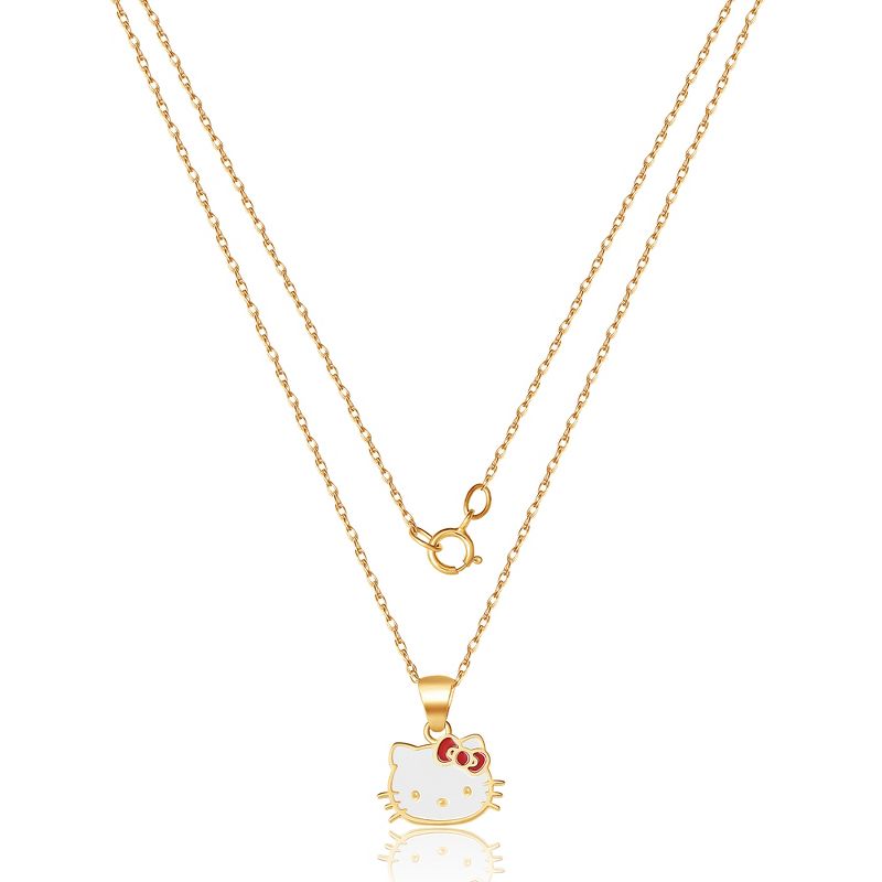 Sanrio Hello Kitty Womens 10K Gold Enamel Hello Kitty Pendant Necklace - 18" Chain, Officially Licensed Authentic, 3 of 6