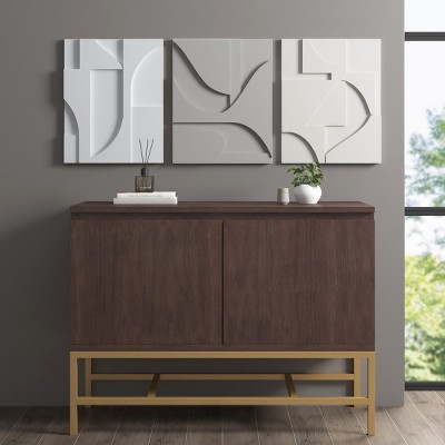 Gulches Geometric MDF Wood Carved Wall Decor 3-Piece Set - Modern Artisan Touch for Your Space