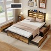 Tangkula Full Size Bed Frame w/ Drawers LED Lights Outlets & USB Ports Smart APP Control - 2 of 4