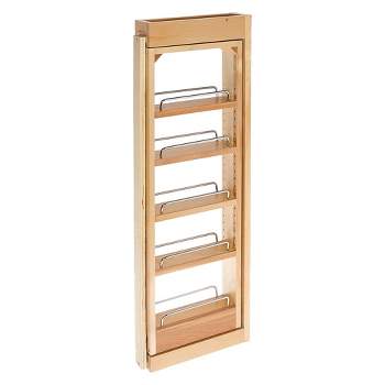 Rev-A-Shelf 33" Pull Out Quad Shelf Organizer for H Wall and Base Kitchen Cabinets, Full Extension Filler Spice Rack, Adjustable, Wood, 432-WF33-3C