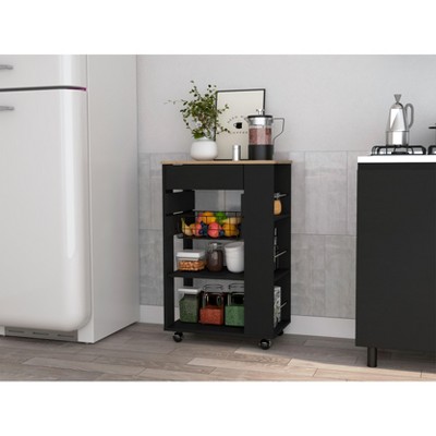 NicBex Mobile Kitchen Island Cart Morden Kitchen Carts on Wheels with Storage, 2 Open Shelves, 1 Rack, and 1 Drawer for Kitchen