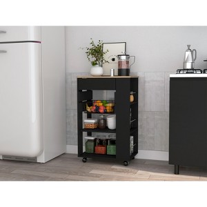 NicBex Mobile Kitchen Island Cart Morden Kitchen Carts on Wheels with Storage, 2 Open Shelves, 1 Rack, and 1 Drawer for Kitchen - 1 of 4