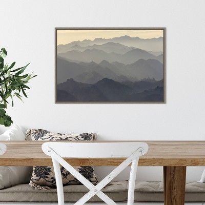 23" x 16" Graywash Framed Canvas Print of Santa Monica Mountains