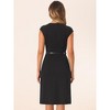 INSPIRE CHIC Women's Elegant Business Round Neck Belted Cap Sleeve Work Sheath Dresses - 3 of 4